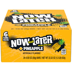 Now & Later Pineapple Taffy closeup, vibrant color and chewy texture.