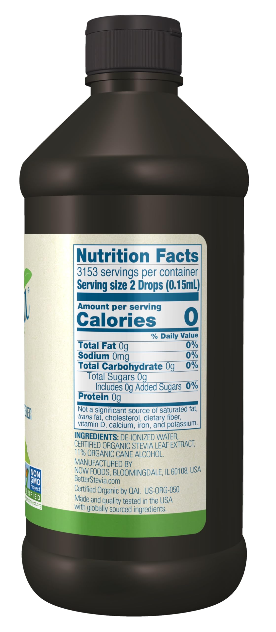 NOW Foods BetterStevia dropper shows precise, sugar-free sweetness for hot or cold drinks