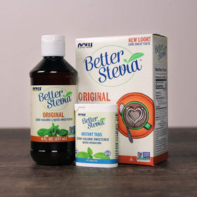 NOW Foods BetterStevia kitchen scene highlighting a family-owned brand and everyday use