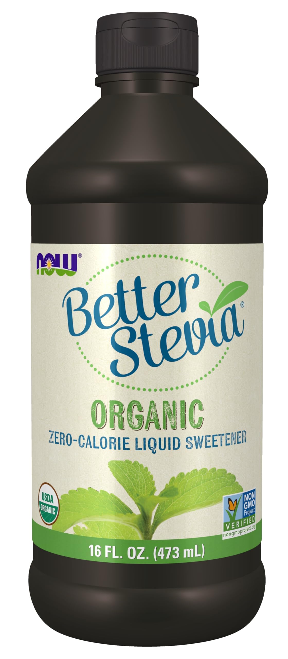 NOW Foods BetterStevia organic bottle for zero calorie sweetness in beverages