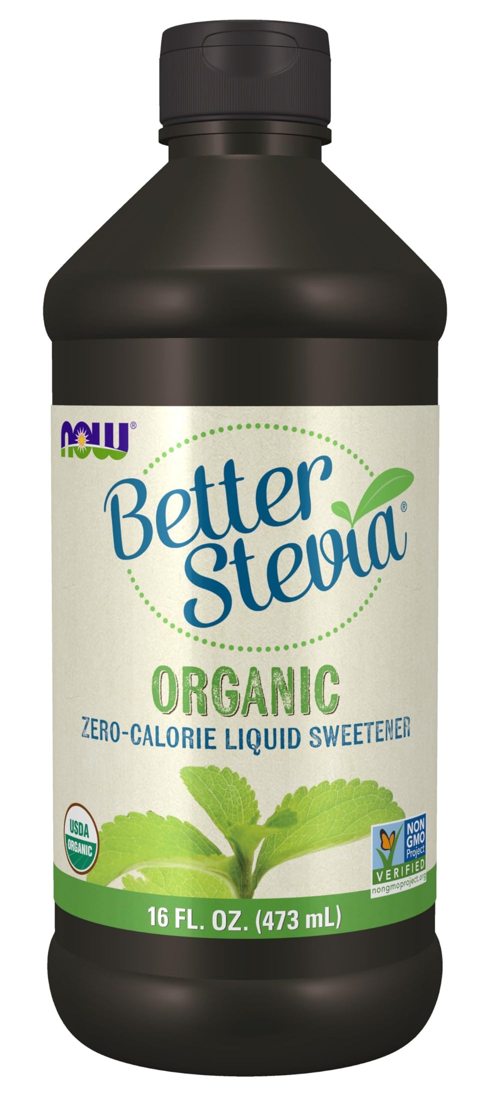 NOW Foods BetterStevia organic bottle for zero calorie sweetness in beverages
