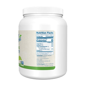 NOW Foods BetterStevia label showing organic and non-GMO certifications