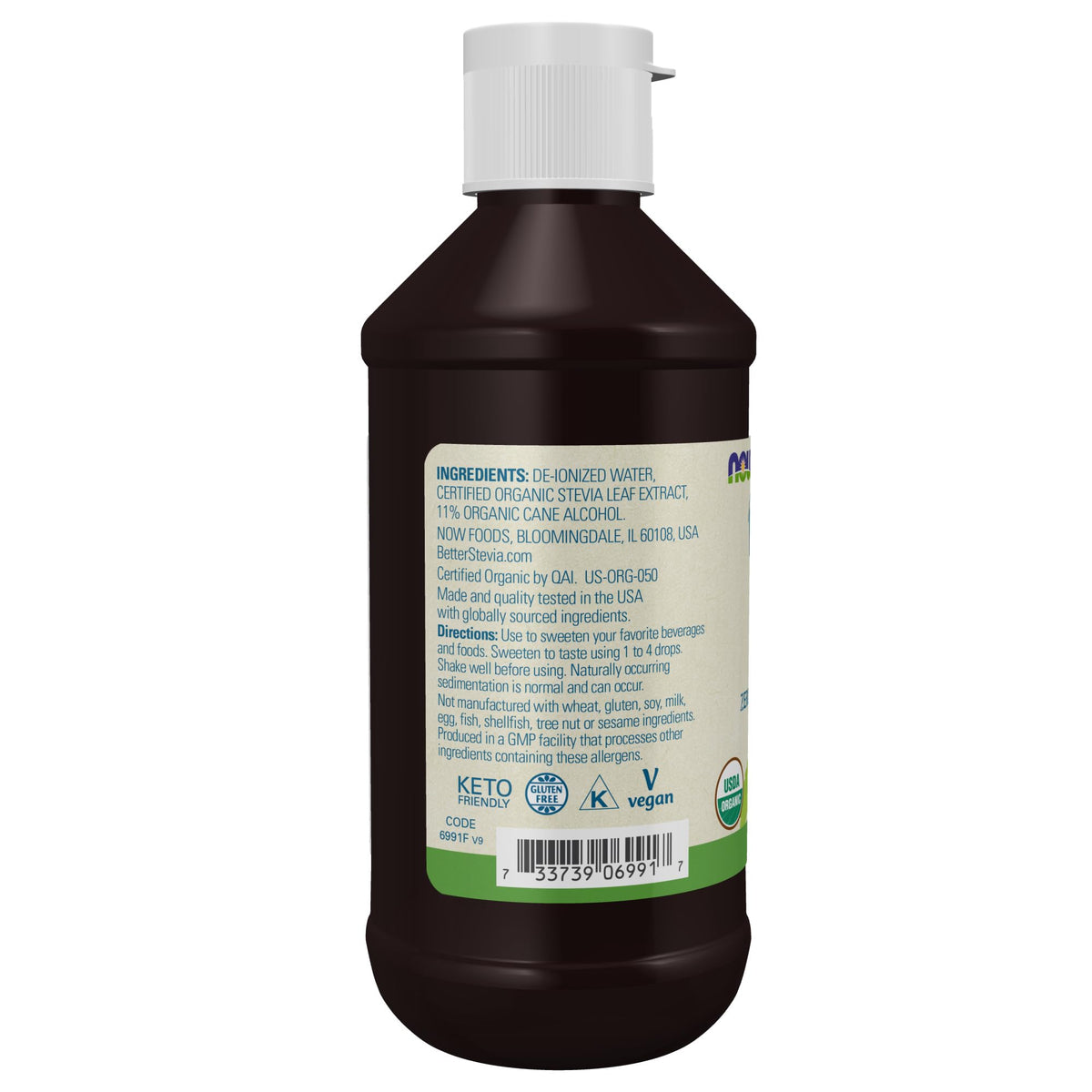 BetterStevia liquid dispense with dropper, ideal for hot or cold beverages.
