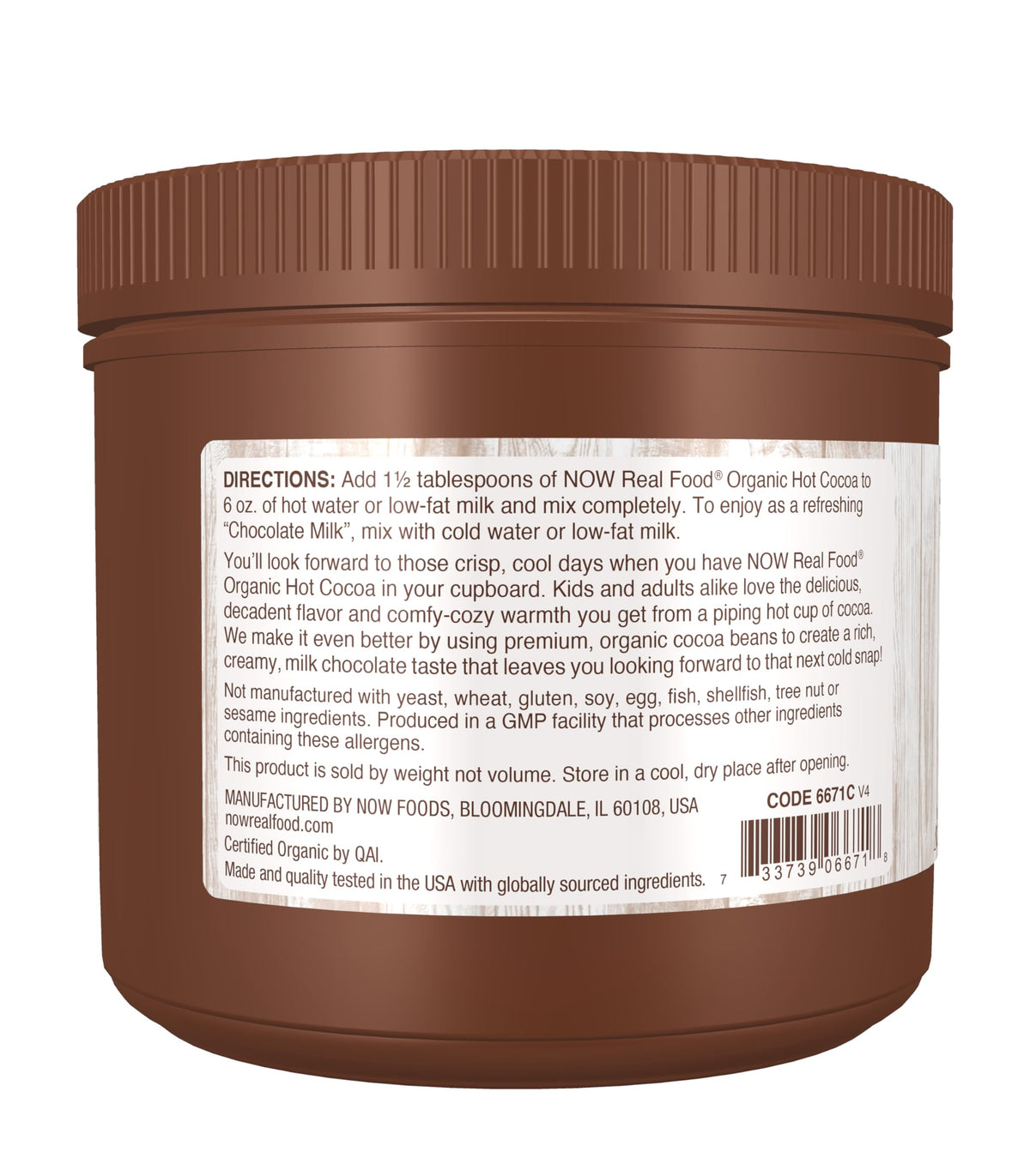 NOW Foods Cocoa Lovers Organic Hot Cocoa mix packet front view