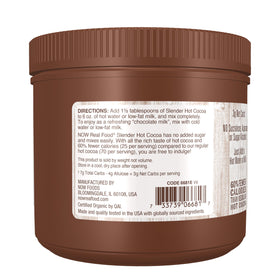 NOW Foods Cocoa Lovers Slender Hot Cocoa measuring scoop for quick, easy preparation.