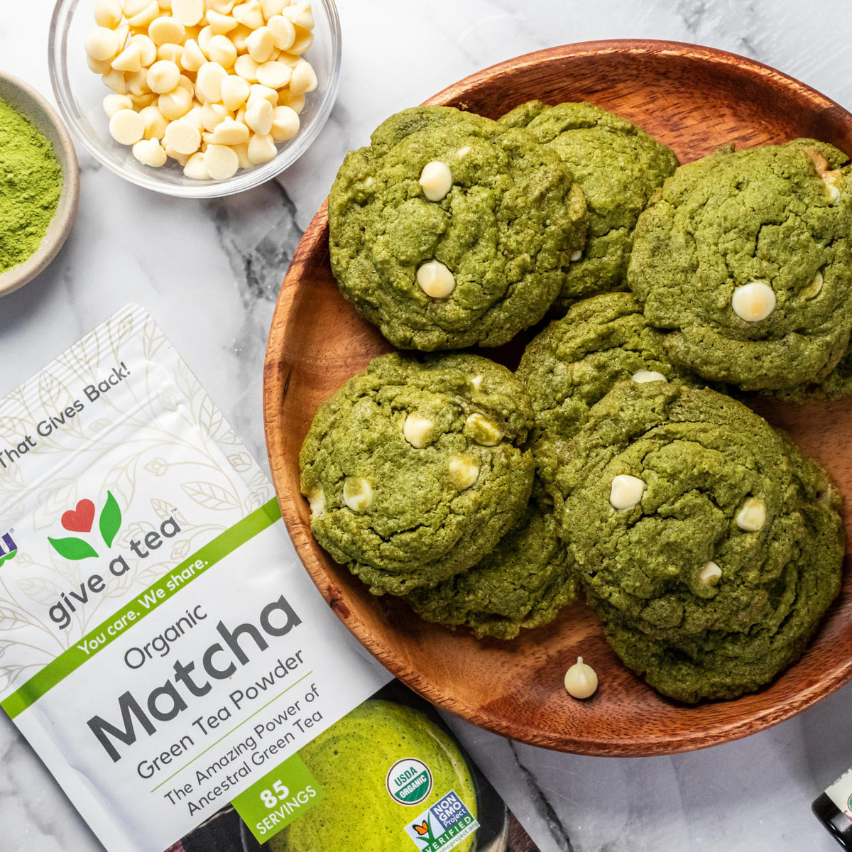 Vibrant matcha latte made with NOW Foods powder