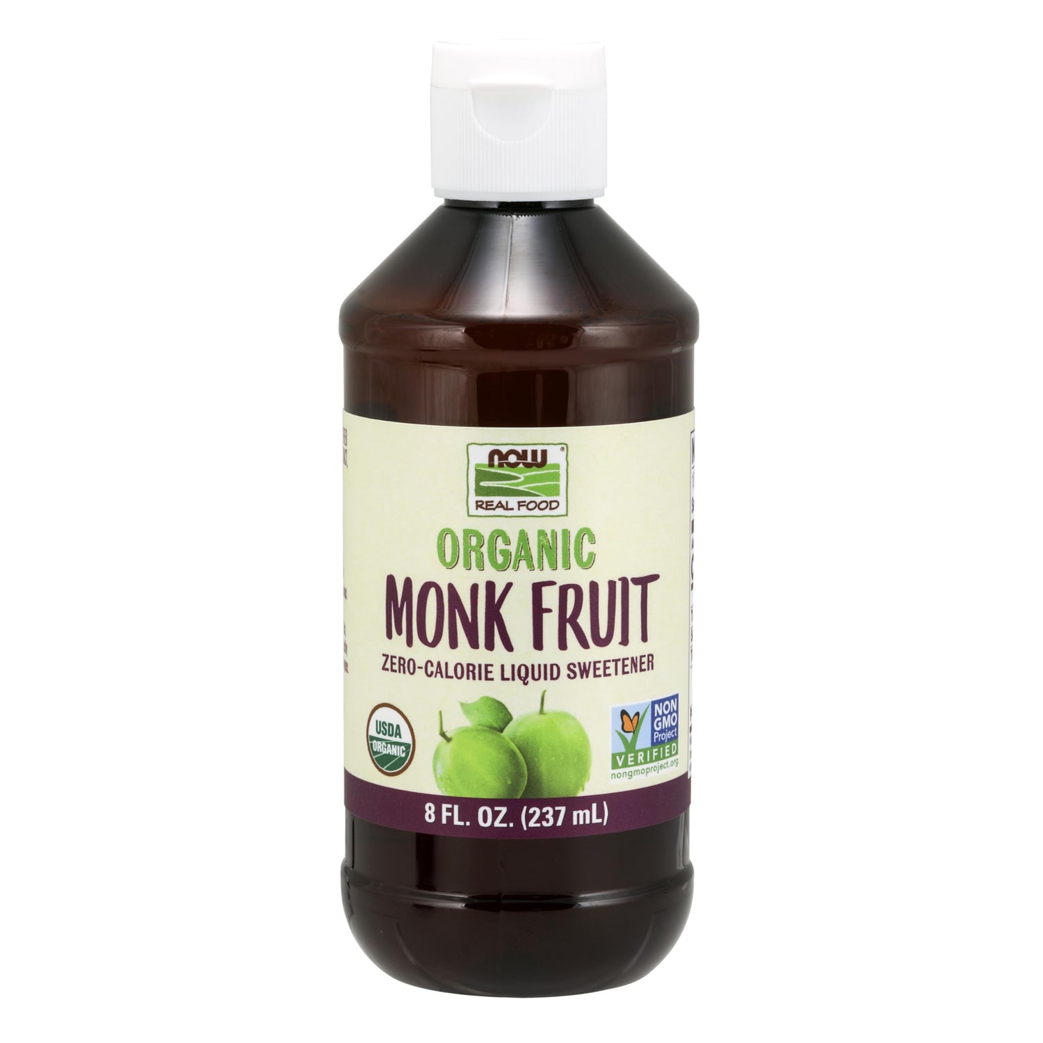 NOW Foods Monk Fruit Liquid bottle pour—zero-calorie sweetness for beverages