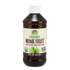 NOW Foods Monk Fruit Liquid bottle pour—zero-calorie sweetness for beverages