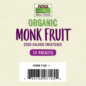 NOW Foods Monk Fruit Organic packet being poured into coffee for sweetening.