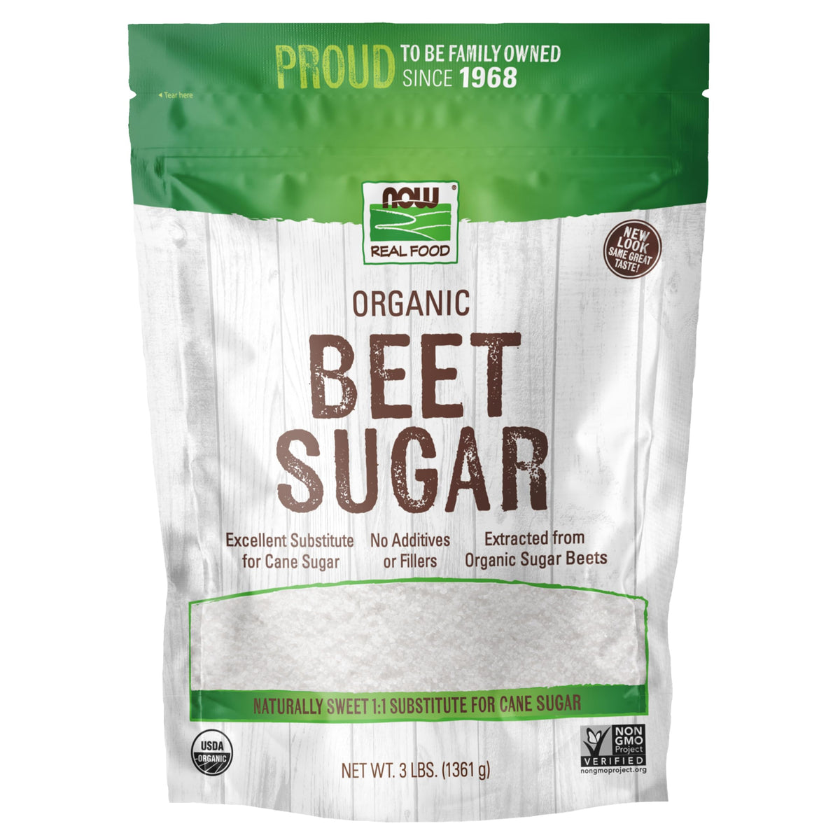 NOW Foods Organic Beet Sugar granulated crystals perfect for sweetening beverages and baking