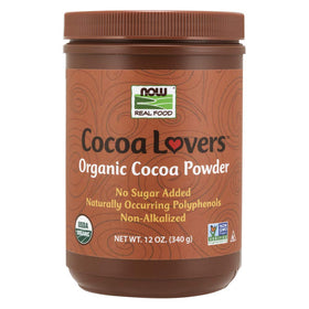 NOW Foods Organic Cocoa Powder packaging highlights purity for everyday baking.