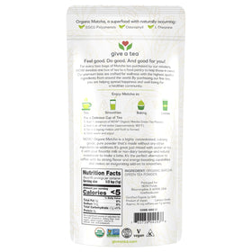 NOW Foods Organic Matcha label with Organic and Non-GMO certifications
