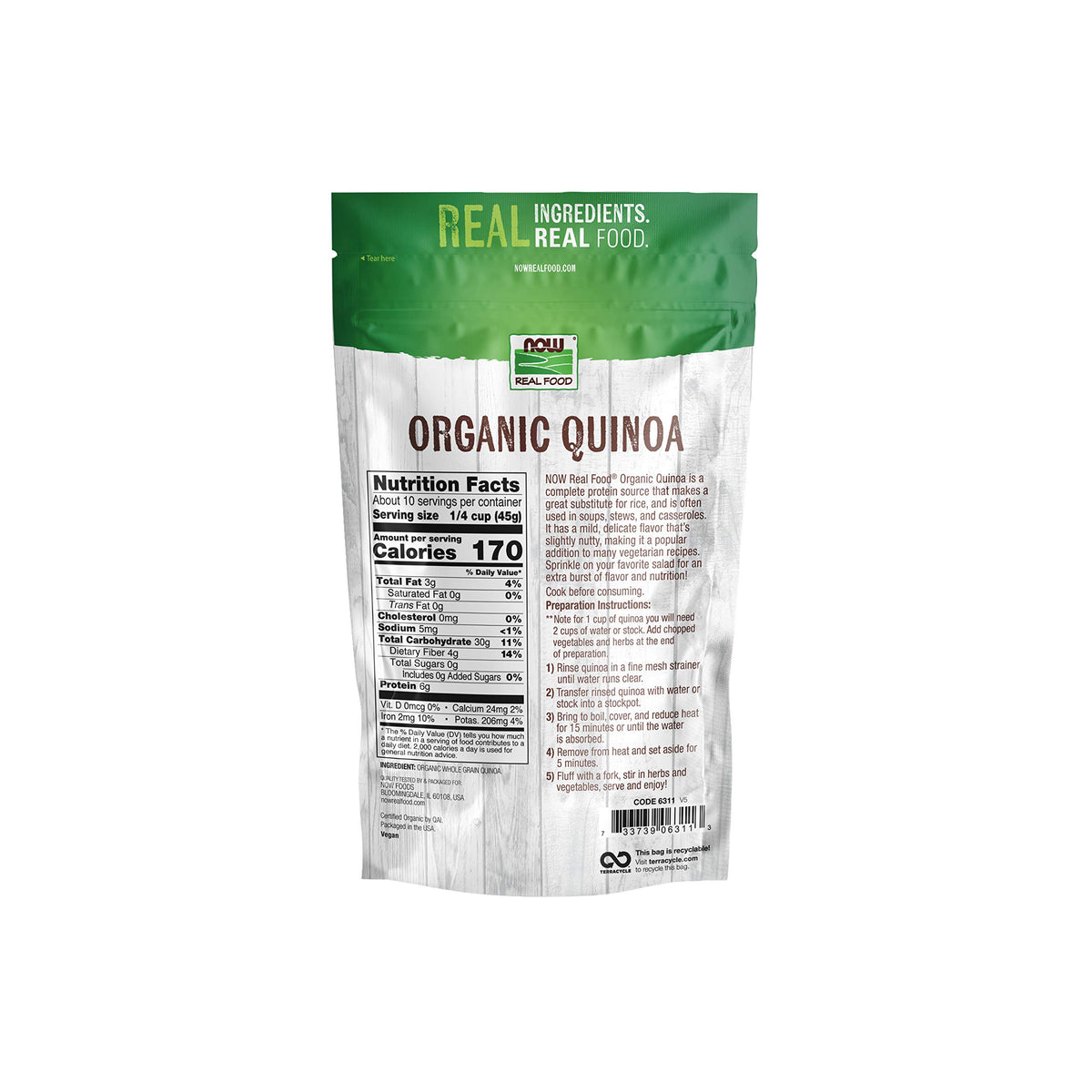 NOW Foods Organic Quinoa cooked in a fluffy, nutty bowl