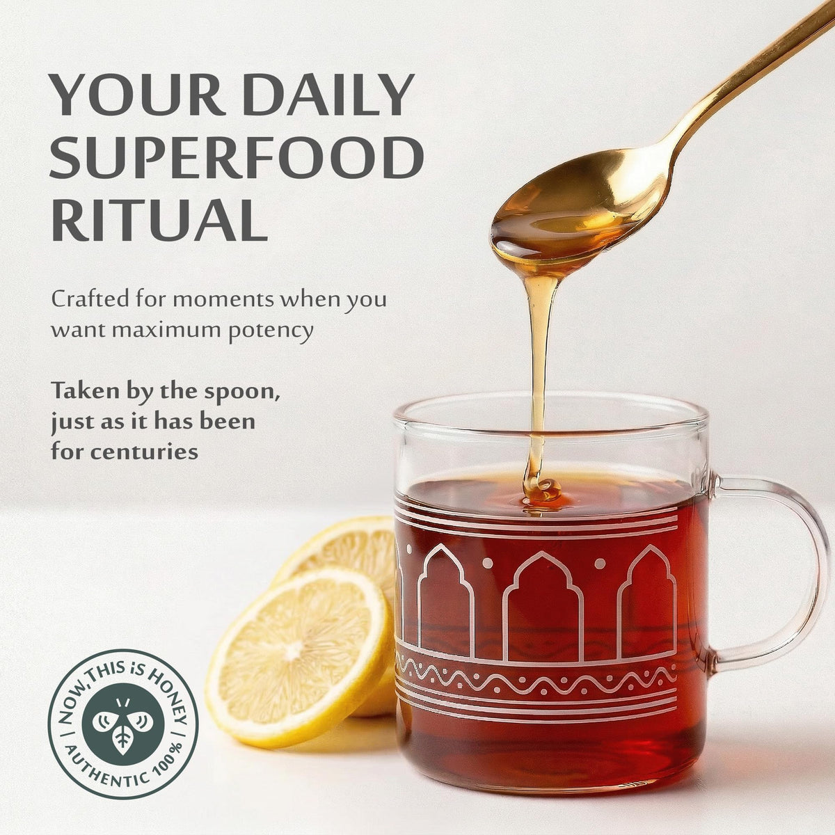Now This Is Honey sidr jar on table suggests a generous 10oz portion for sharing.