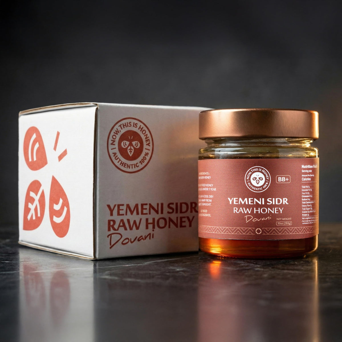 Now This Is Honey Sidr BB+ label detail conveys premium, authentic monofloral quality.