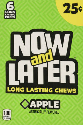 Now and Later Apple close-up showing chewy texture and bright apple flavor.