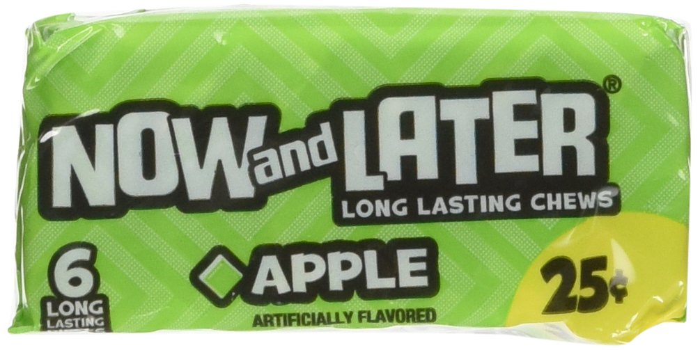 Now and Later Apple pack of 24 candies in a box for convenient on-the-go snacking.