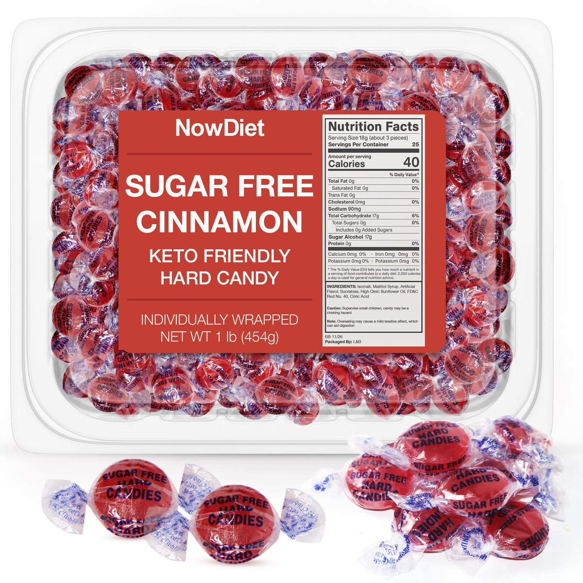 NOWDIET sugar free cinnamon discs container for bulk sharing and gifting