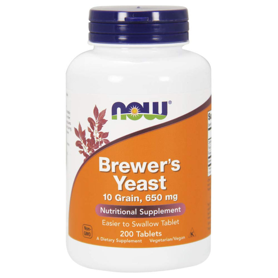 NOW Foods Brewer's Yeast 650 mg bottle front view for daily nutritional support.