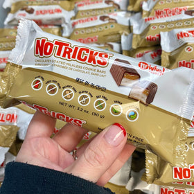 No Whey! Foods No Tricks Caramel Cookie Bars 3 Pack texture emphasizes chewy caramel and soft cookies.