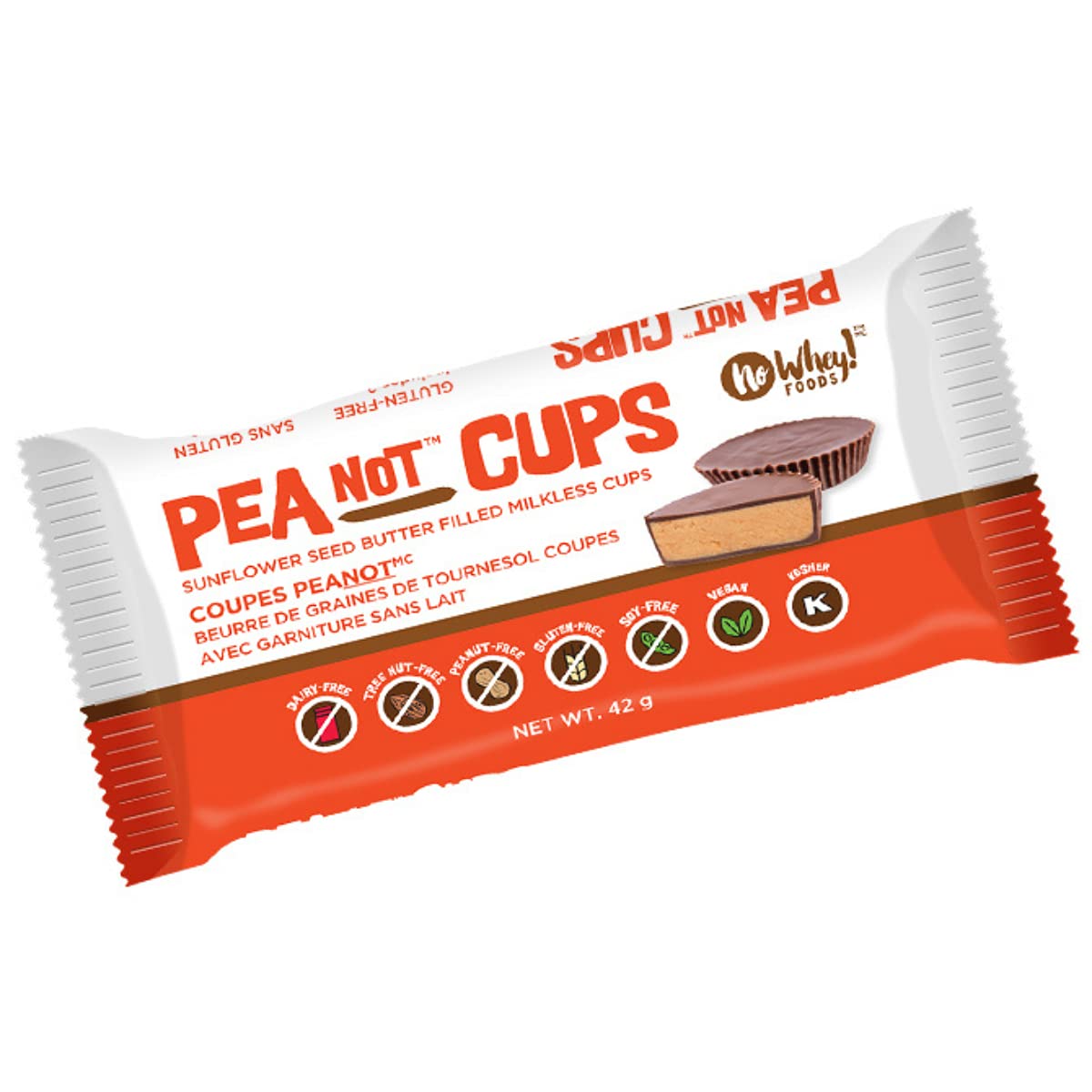 No Whey! Foods PeaNot Butter Cups 4 Pack, outer packaging shown for convenience