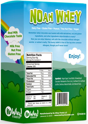 No Whey! Noah smooth milkless chocolate texture with creamy melt.