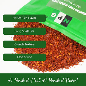 NPG Authentic Sichuan chili flakes pizza topping adds bright, spicy kick.