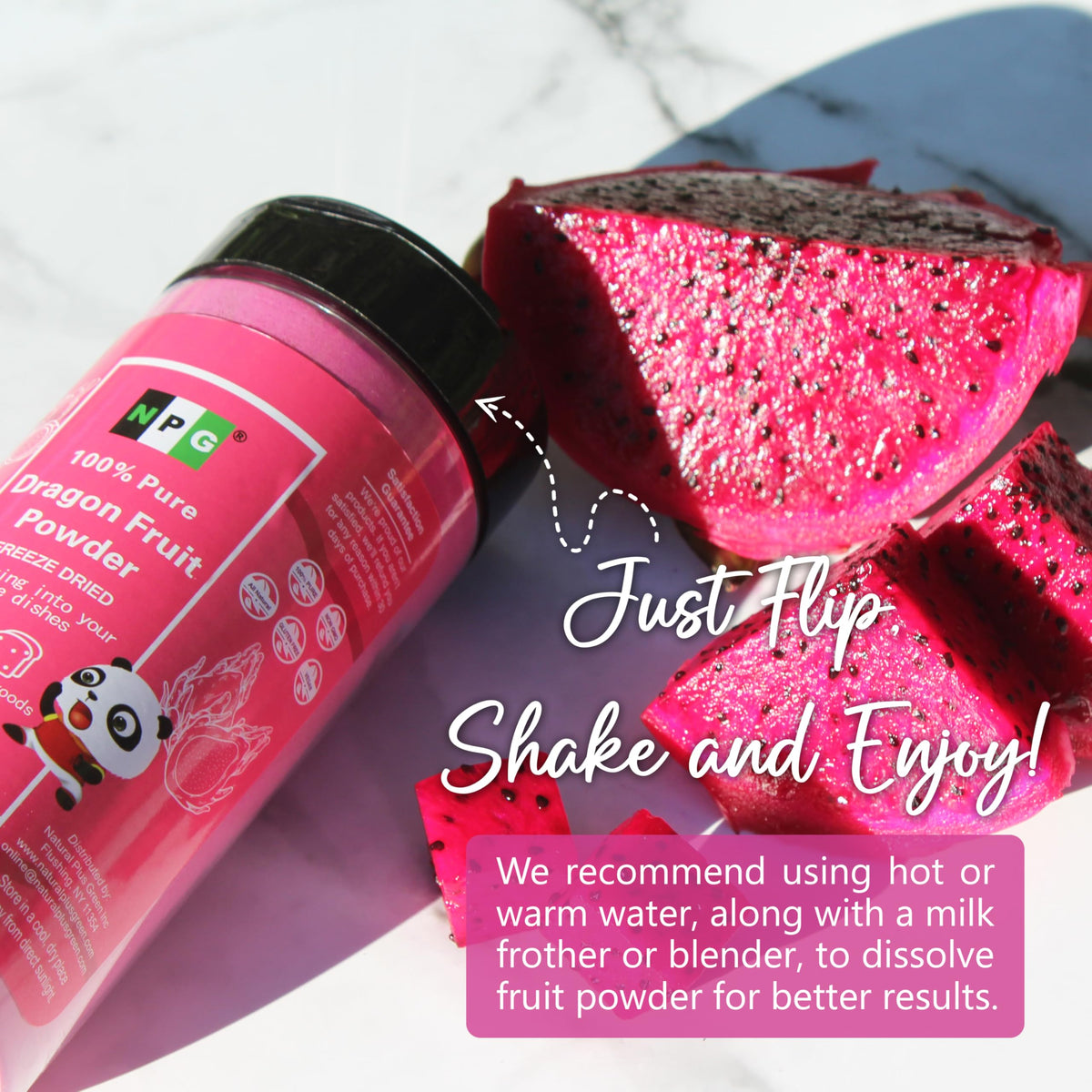 NPG dragon fruit powder adds vibrant color to smoothies and drinks