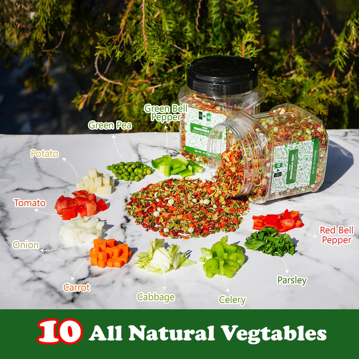 NPG dried vegetables as a ramen topping to boost flavor and color