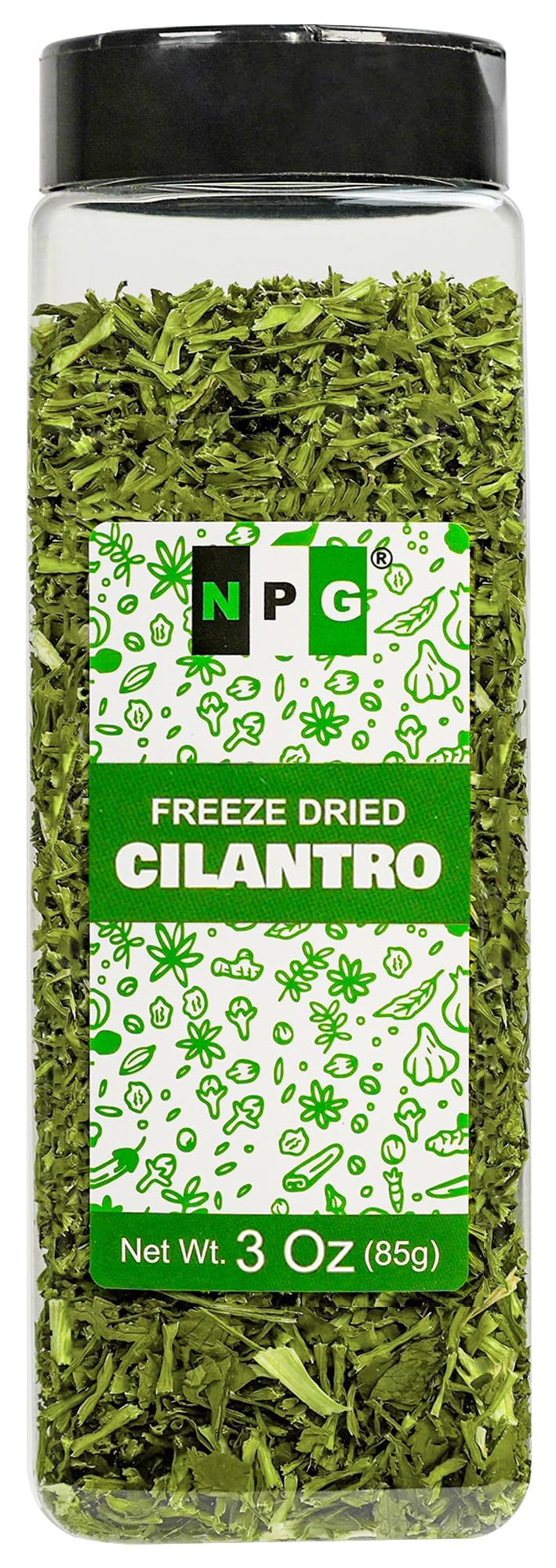NPG Freeze-Dried Cilantro bottle preserves fresh flavor for easy cooking.
