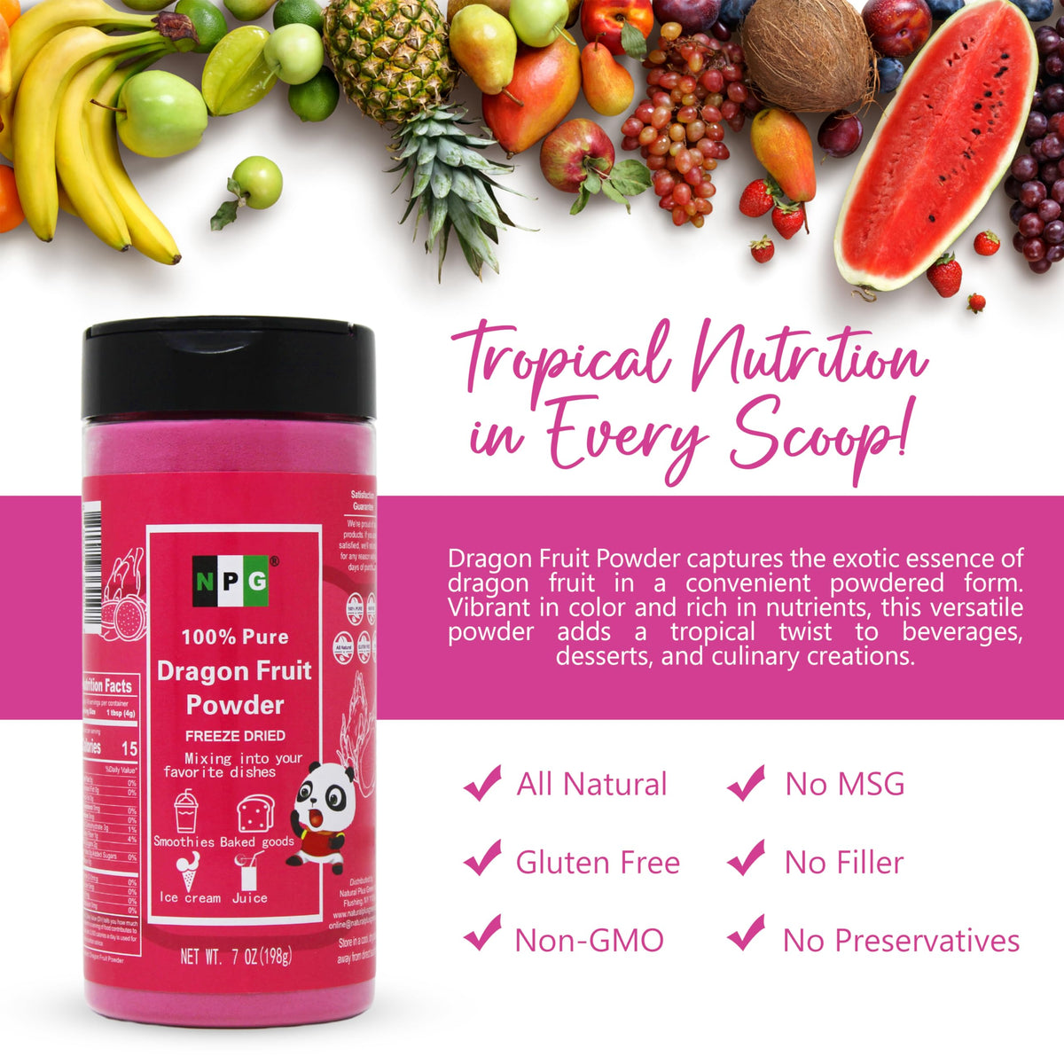 NPG dragon fruit powder enhances ice cream and vegan desserts