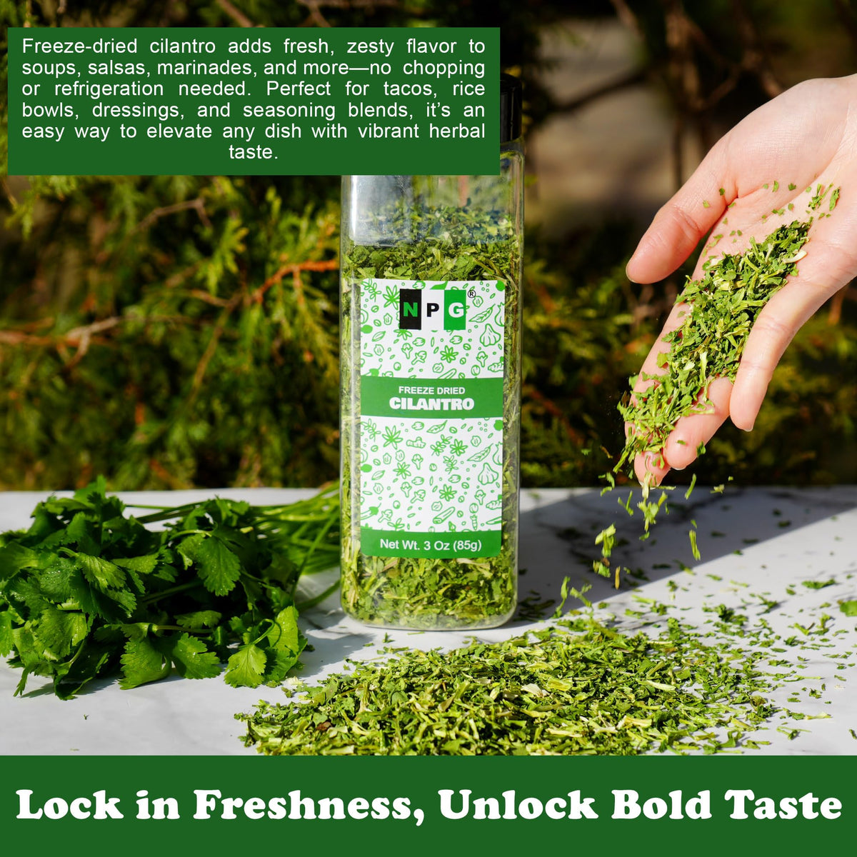 NPG cilantro with lime seasoning adds a zesty note to recipes.