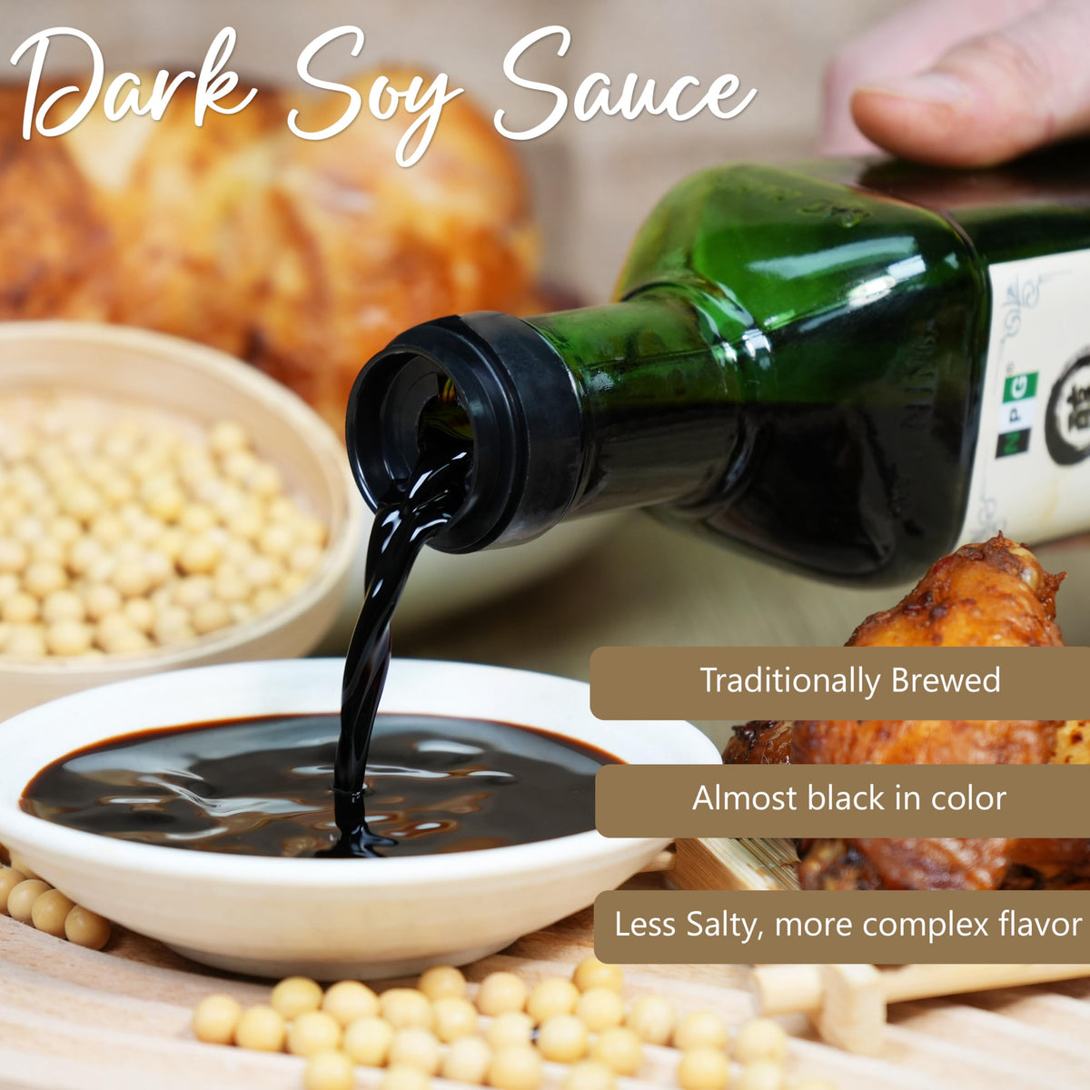 NPG Premium Dark Soy Sauce glaze adding depth to meats.