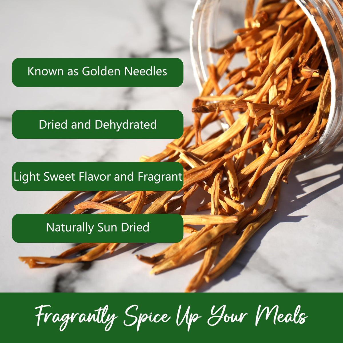 NPG Premium Dried Lily in a dish, ideal for hot and sour soup or moo shu.
