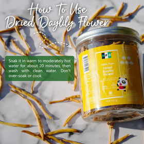 NPG Premium Dried Lily soak prep, showing soaking to rehydrate.