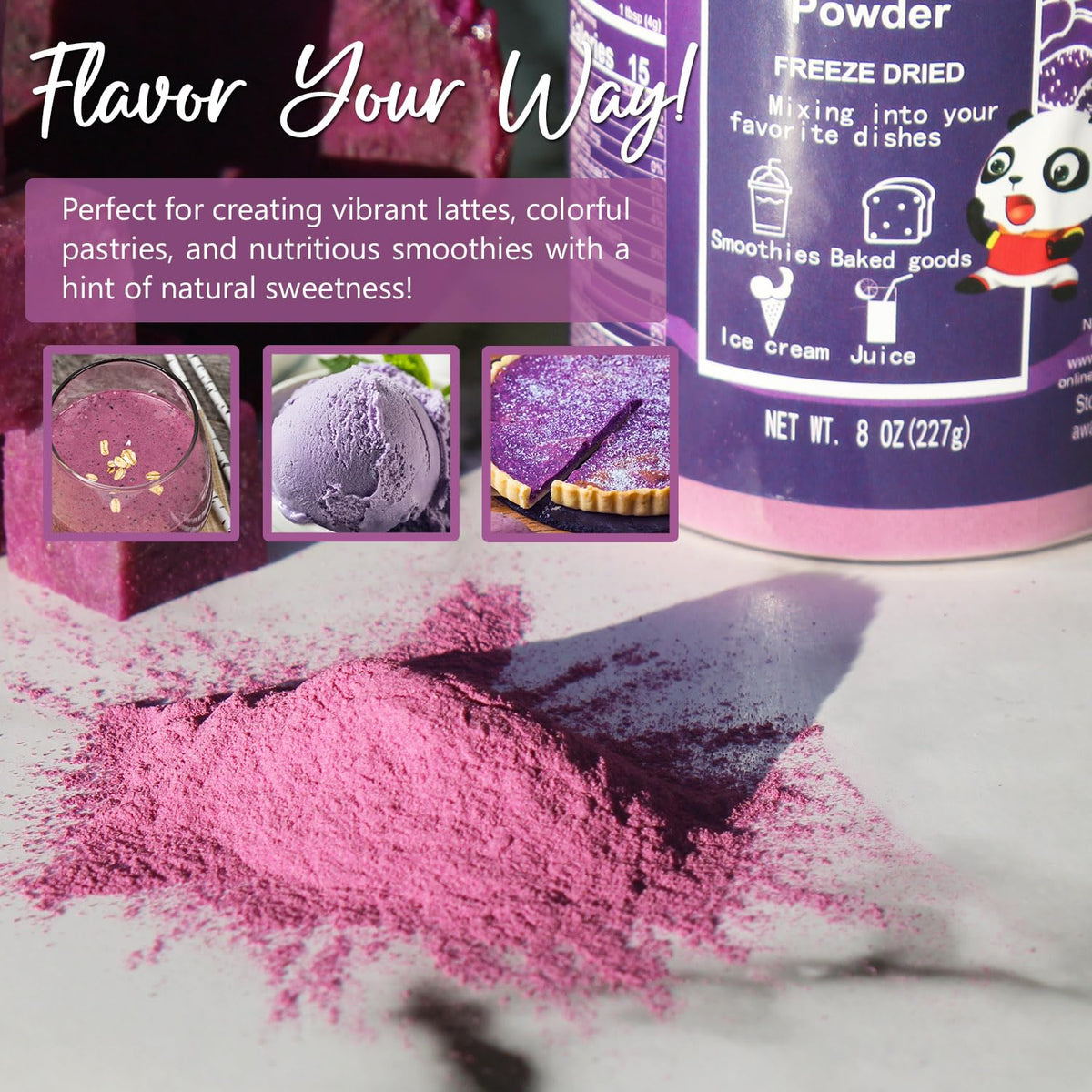 Purple pasta dyed with NPG purple sweet potato powder.