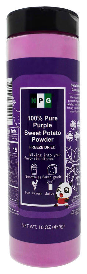 NPG purple sweet potato powder jar shows natural color for baking