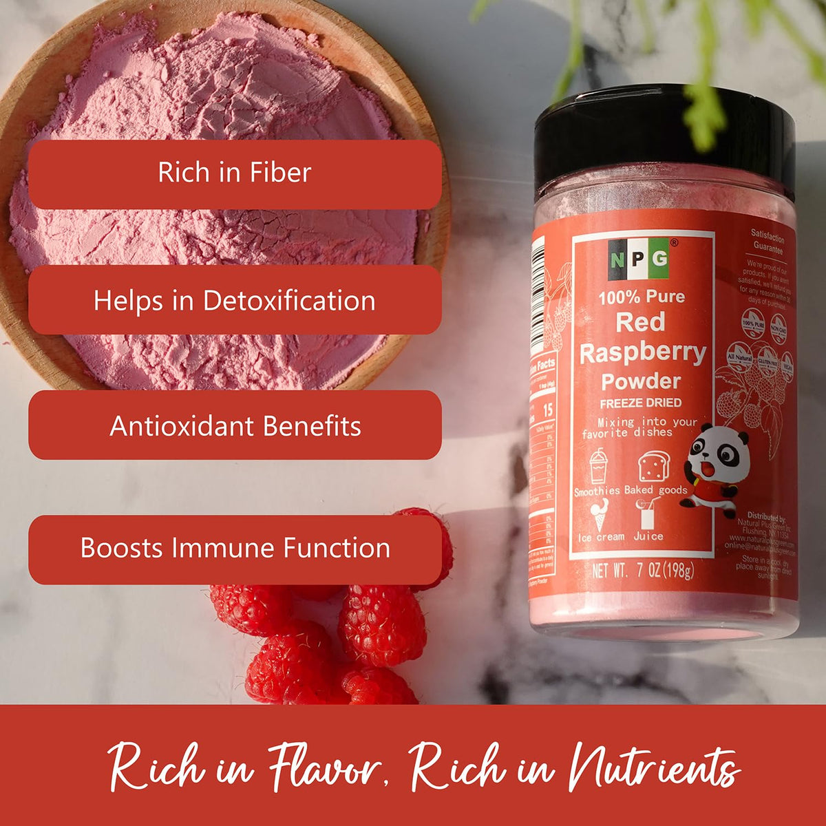NPG raspberry powder in baking dough for fruity color and aroma.