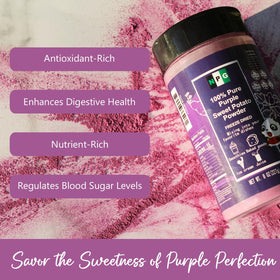 NPG smoothie bowl shows rich purple hue from sweet potato powder.