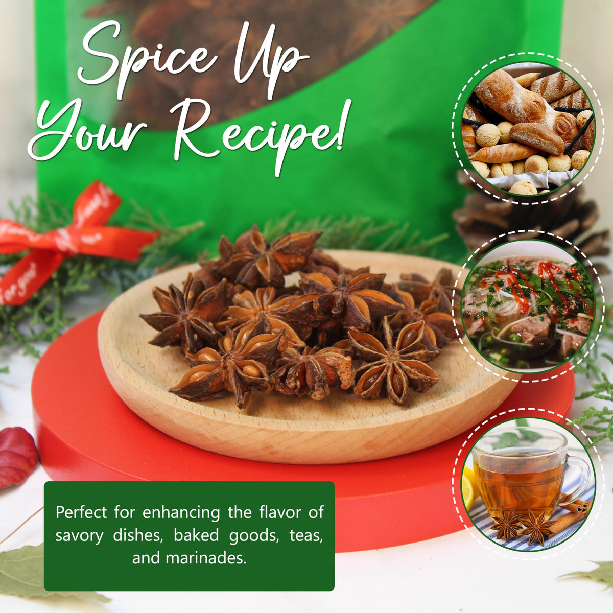 NPG star anise used in tea, desserts, and beverages