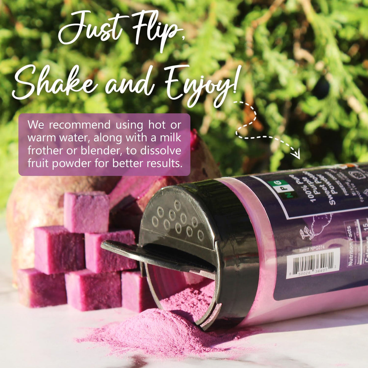 NPG purple sweet potato powder on yogurt adds natural color.