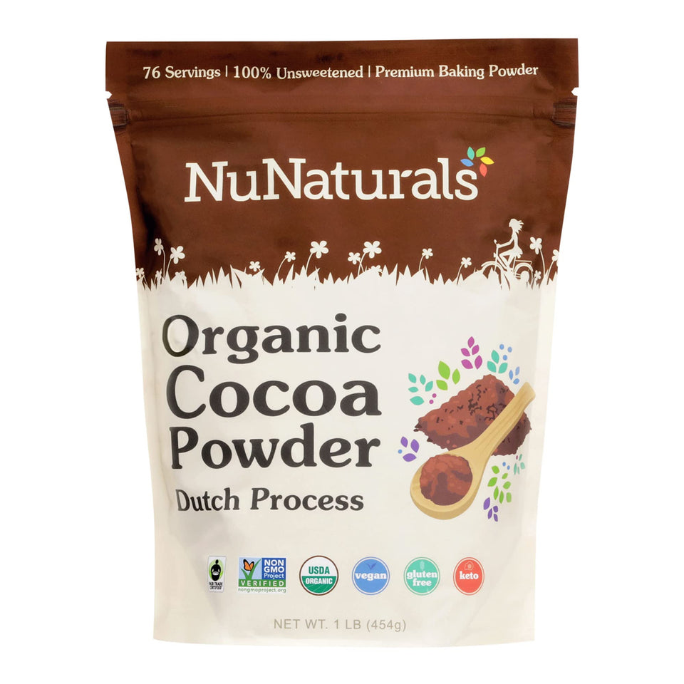 NuNaturals unsweetened cocoa powder for drinks and baking