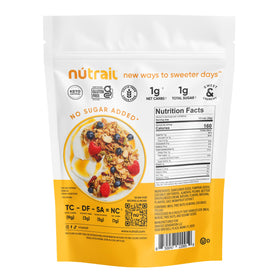NuTrail Honey Nut Granola ingredients close-up highlighting nuts.