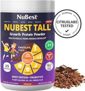 Glass of NuBest Tall Protein chocolate shake after sports