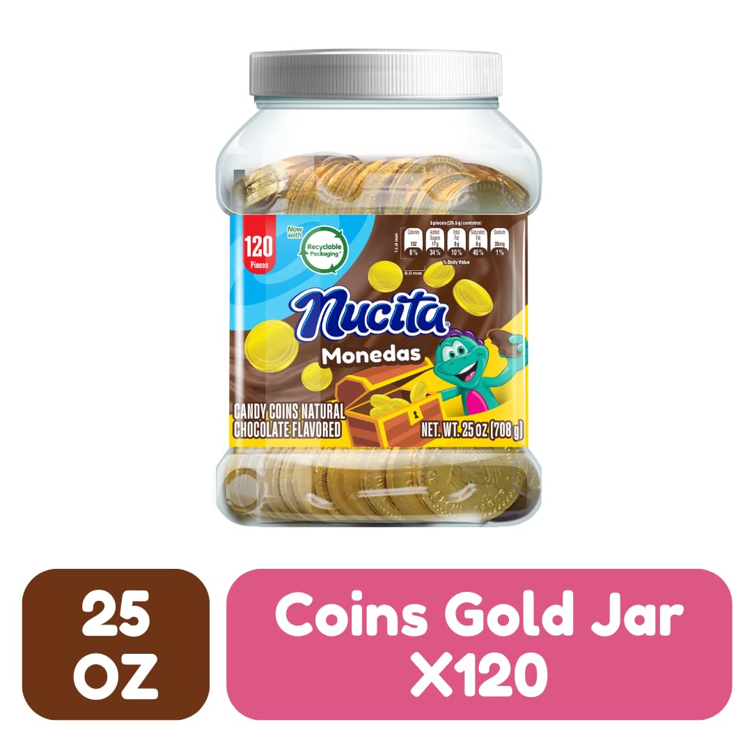 NUCITA chocolate-flavored coins are large and creamy, perfect for party favors.