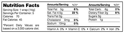 NUCO Coconut Wraps Original ingredients-close highlights raw coconut and gluten-free ingredients.