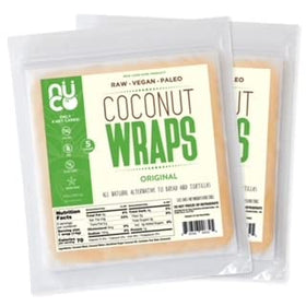 NUCO Coconut Wraps Original Pack Front shows a two-pack box for paleo-friendly meals.