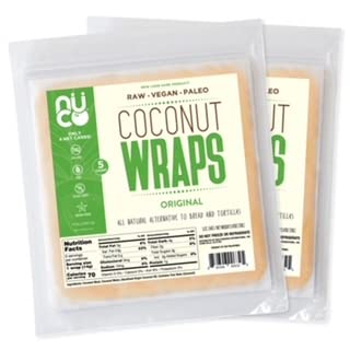 NUCO Coconut Wraps Original Pack Front shows a two-pack box for paleo-friendly meals.