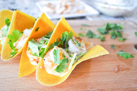 NUCO turmeric coconut wrap filled with veggies for tacos.
