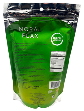 Nuestra NS Salud Nopal Flax Linaza Plus Original ingredients close-up featuring flax and prickly pear